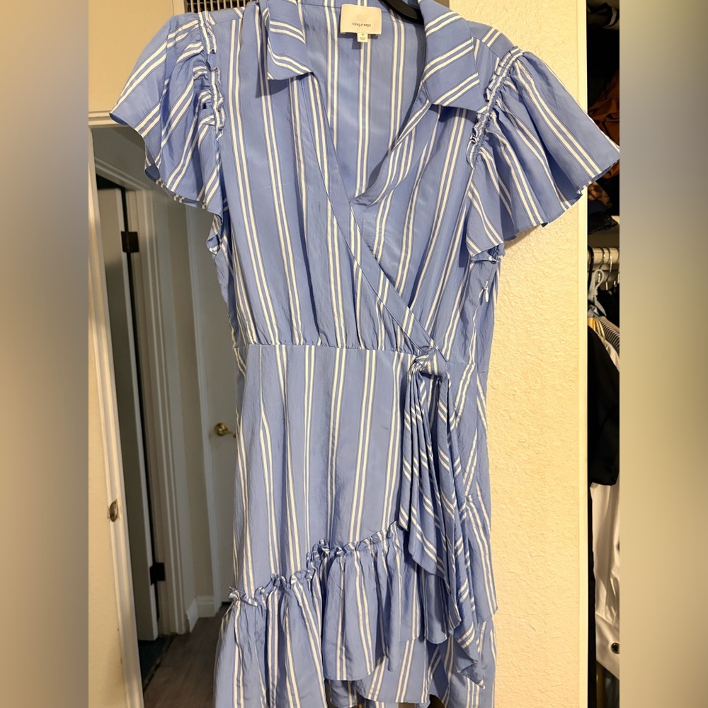 Cinq a sept Blue Striped Dress